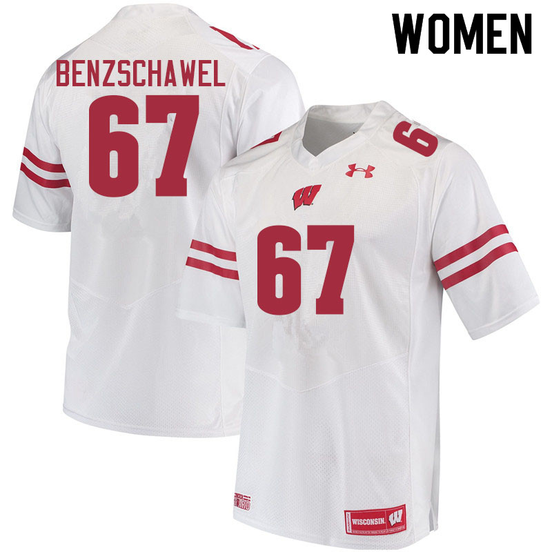 Women #67 JP Benzschawel Wisconsin Badgers College Football Jerseys Sale-White